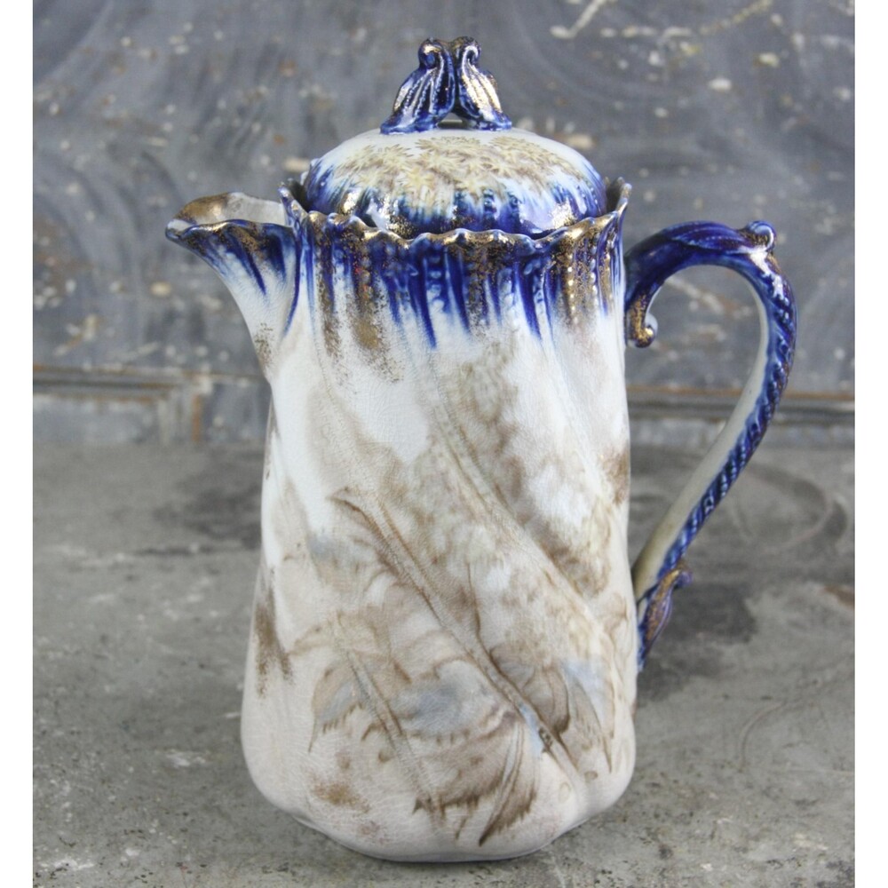 Victorian Cretonne Ware Flow Blue Pitcher Jug, made in Staffordshire England